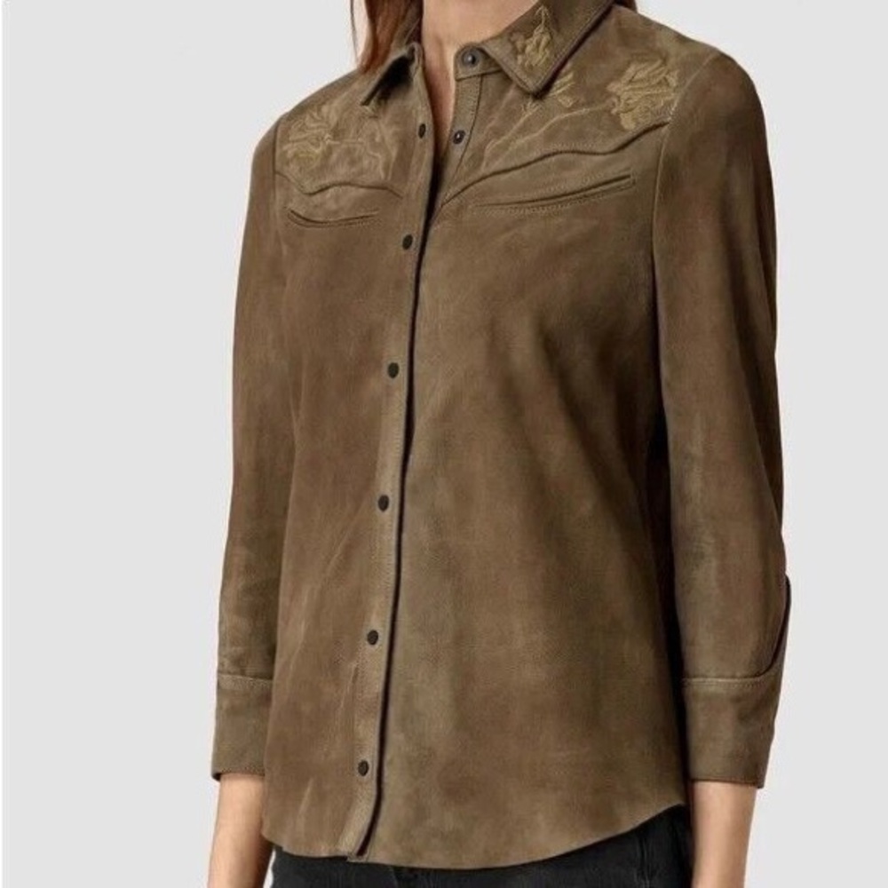 ALL SAINTS real suede women shirt - size US 6. Great condition.
